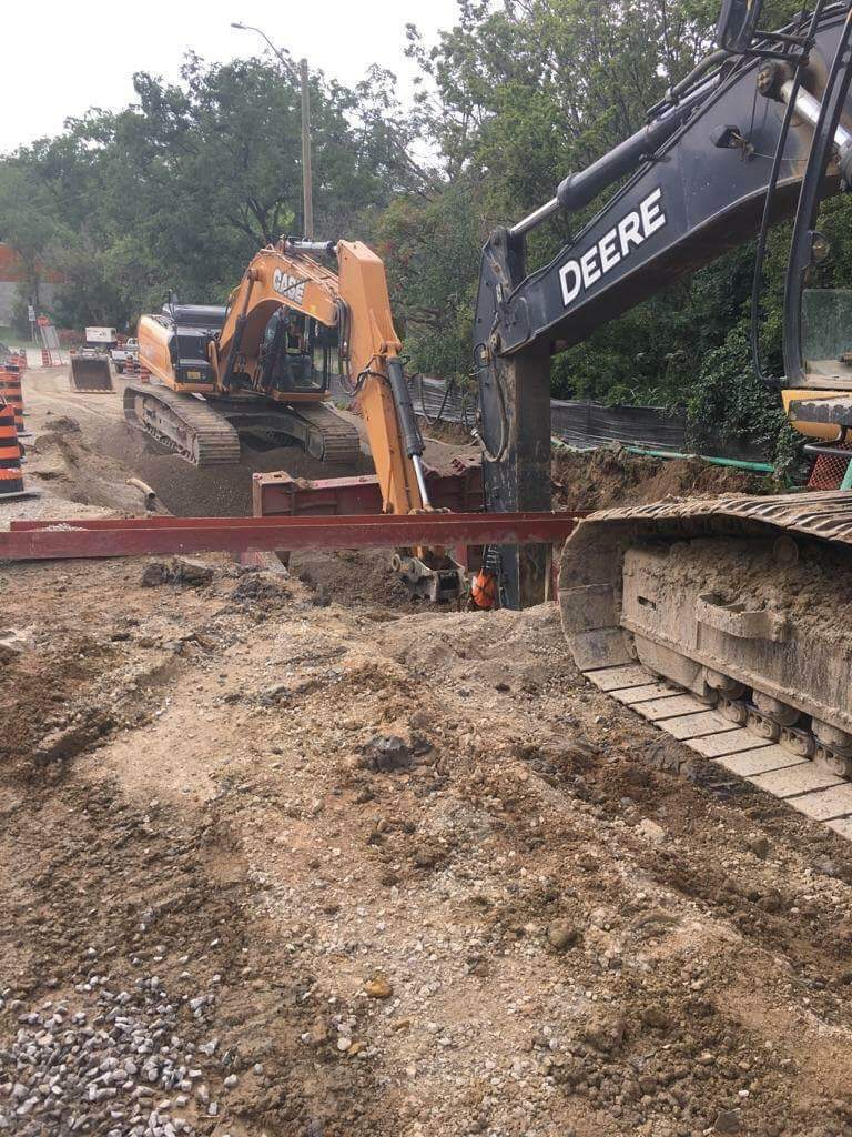 Excavator on site development project
